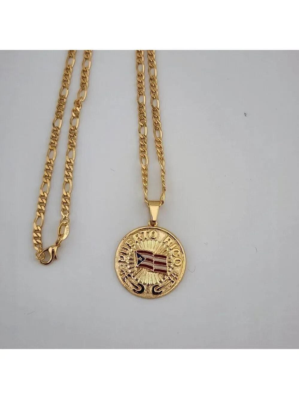 Brand New Brazilian 18k Gold Filled Puerto Rico Round Necklace